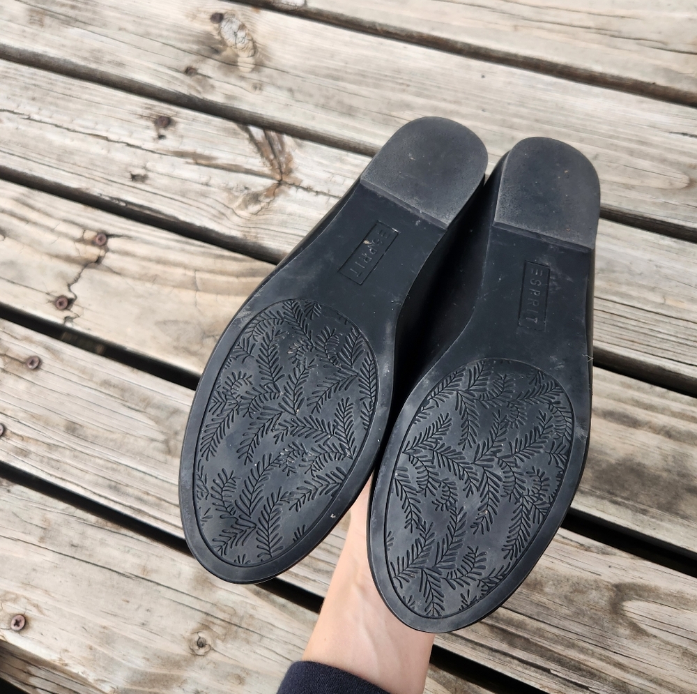 Esprit Black Scalloped Women's Flats Business Ballet Professional Work 8 Odette - Picture 2 of 4